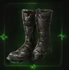 Worn boots with green glow