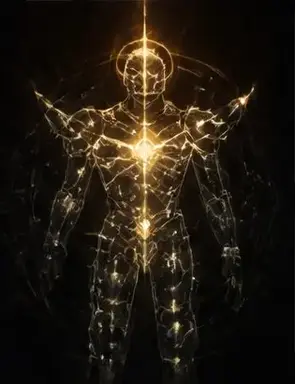 A glowing figure drawn for the paragon board
